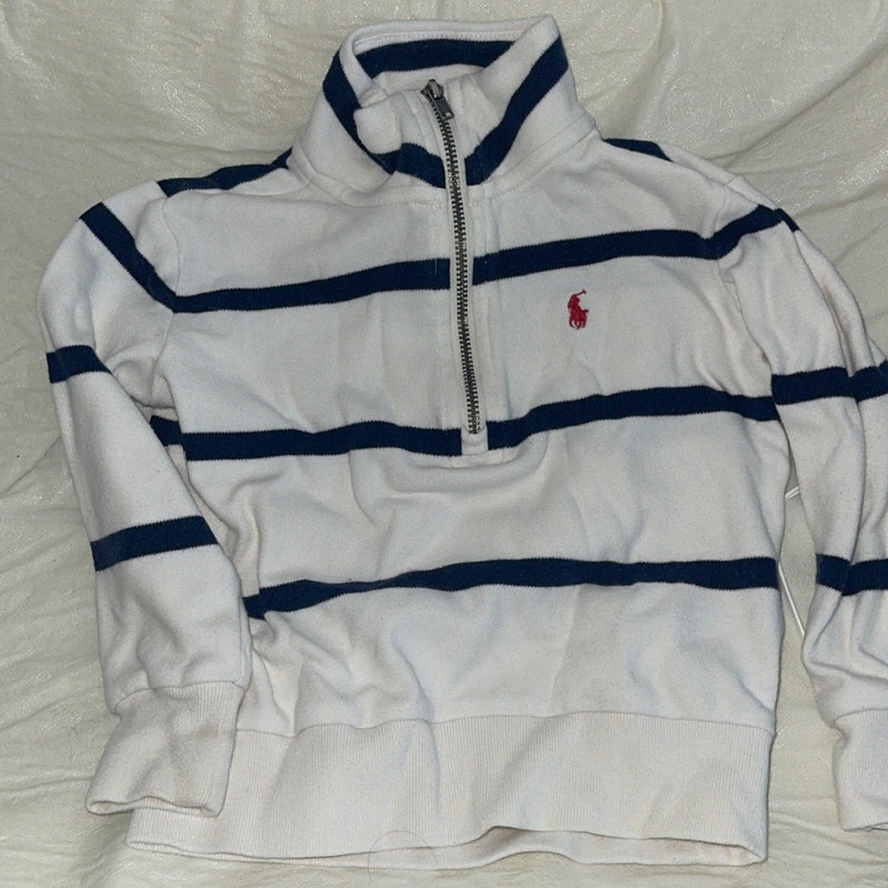 navy white polo stripe three quarter shirt